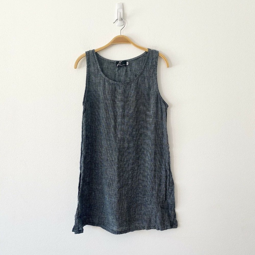 Fenini Linen Sleeveless Long Tunic Top Size S